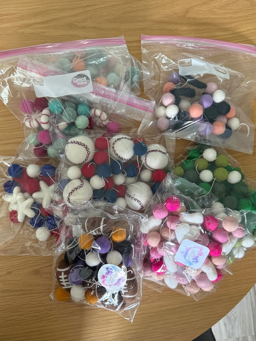 Large lot of Holiday Felt Ball Garland Packs - Multicolor holiday Bundles